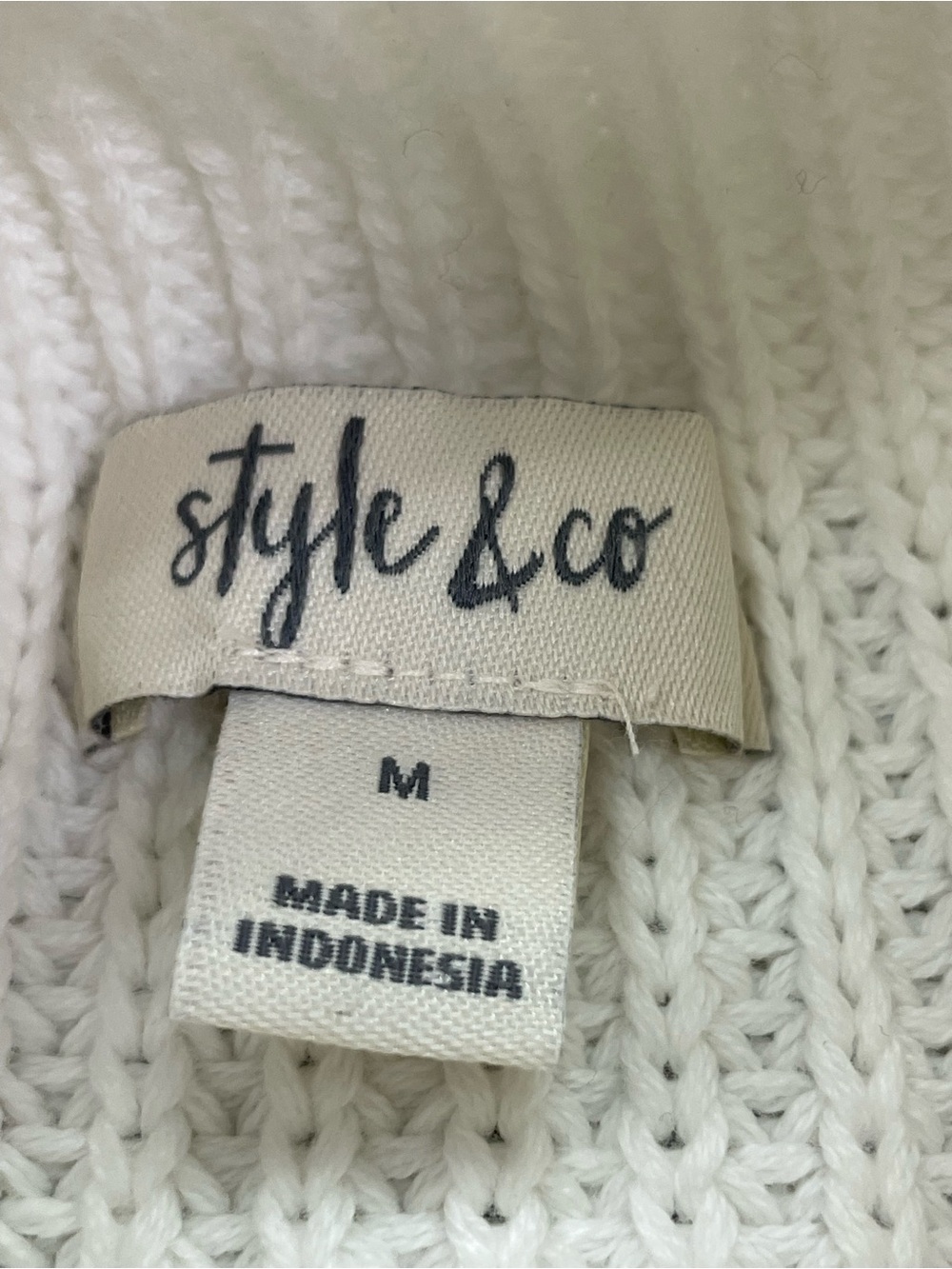 Style‎ & Co. White Ribbed Mock-Neck Sweater - Picture 9 of 10